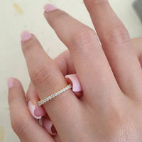 0.20 TCW Round Cut Half Eternity Moissanite Wedding Band - crownmoissanite