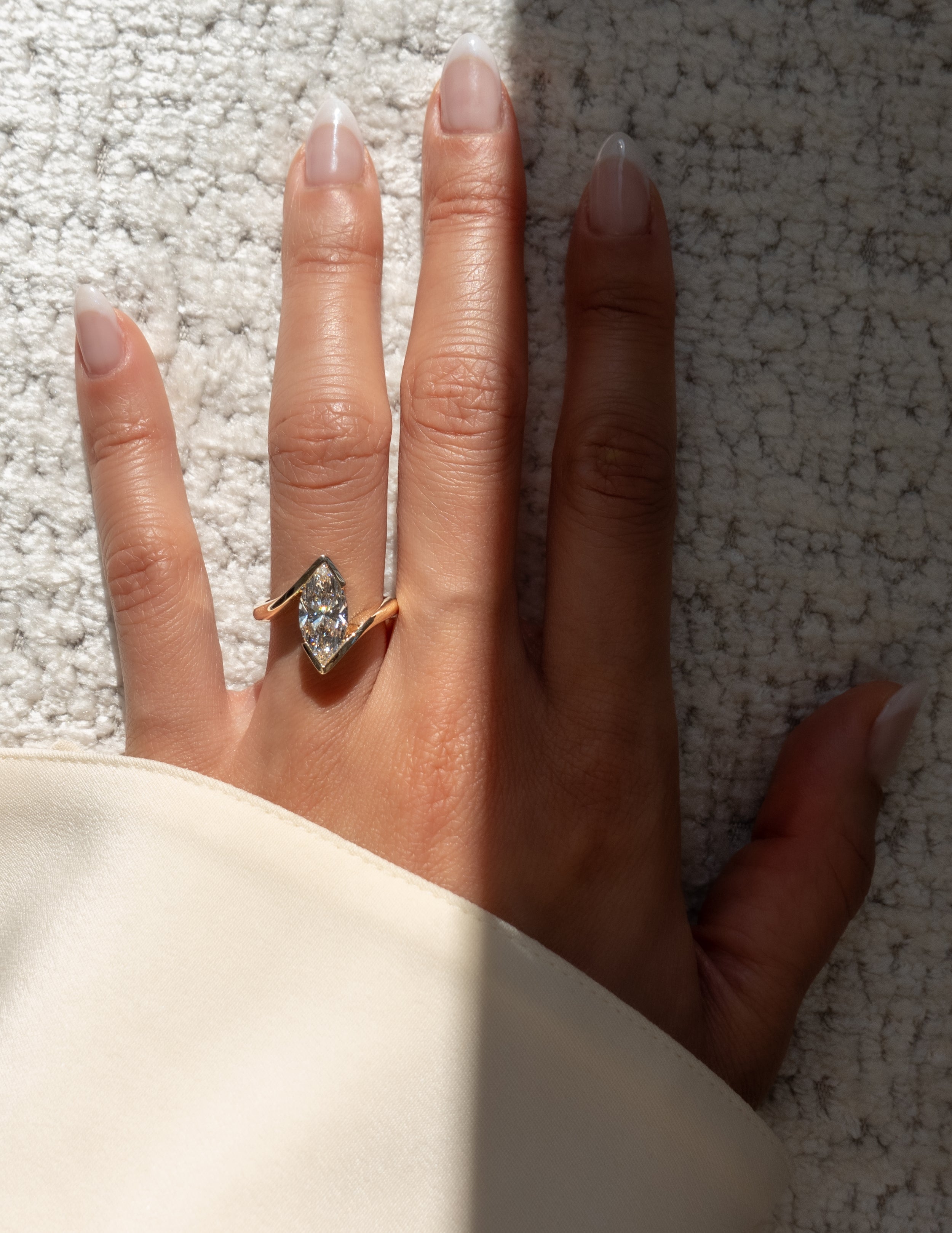 1.0 - 3.0 CT Marquise Shaped Moissanite Solitaire Style Engagement Ring