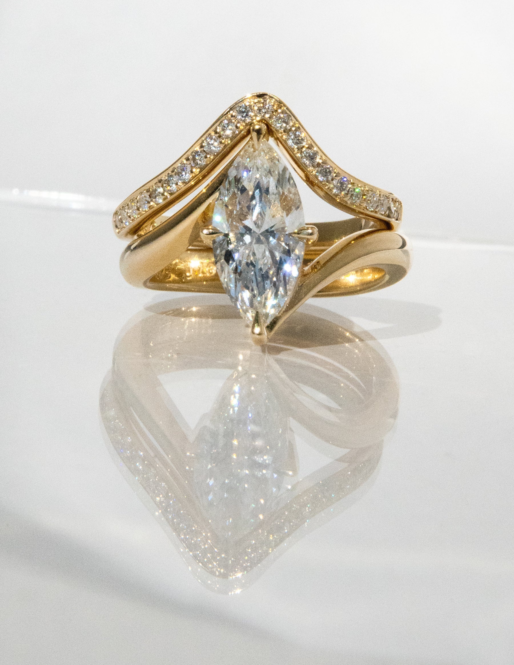 1.0 - 2.0 CT Marquise Cut Moissanite Solitaire Bridal Set