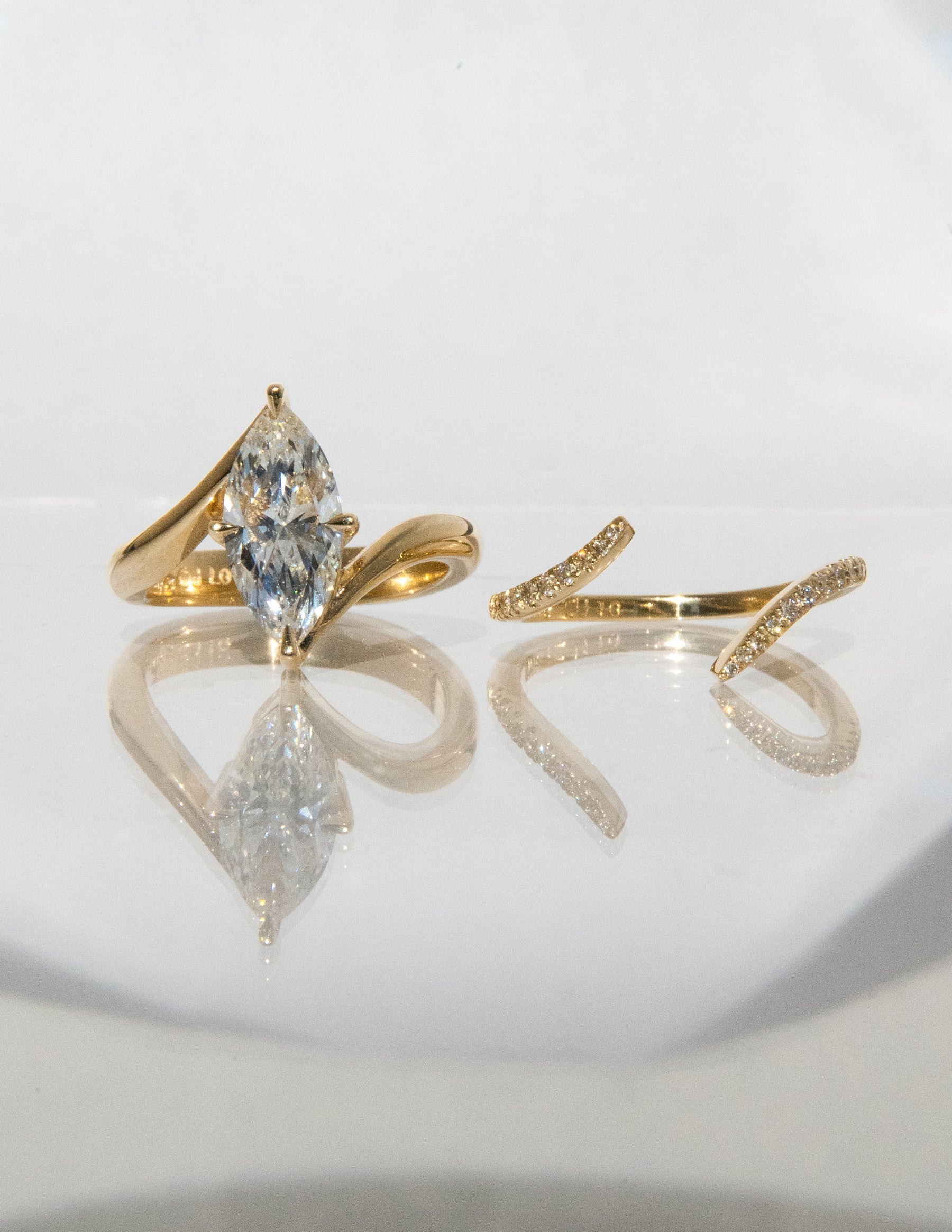 1.0 - 2.0 CT Marquise Cut Moissanite Solitaire Bridal Set