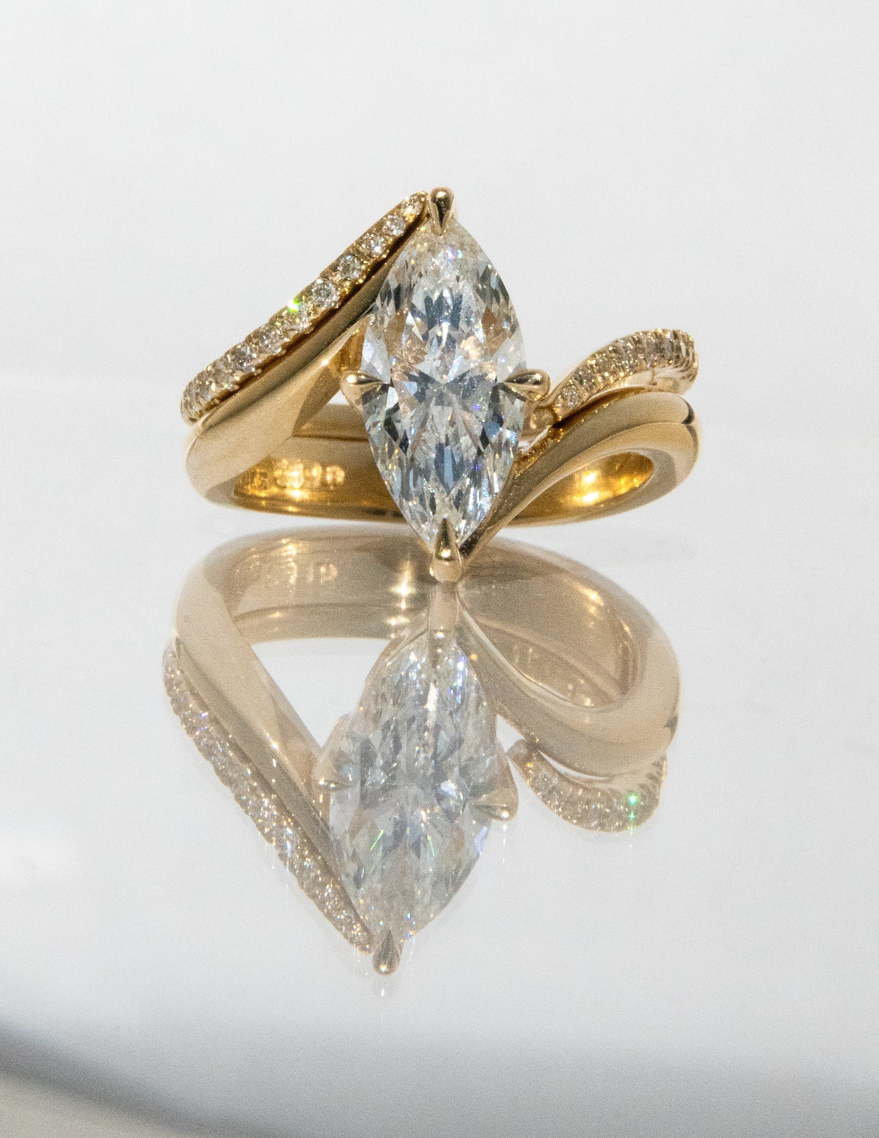 1.0 - 2.0 CT Marquise Cut Moissanite Solitaire Bridal Set