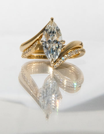 1.0 - 2.0 CT Marquise Cut Moissanite Solitaire Bridal Set