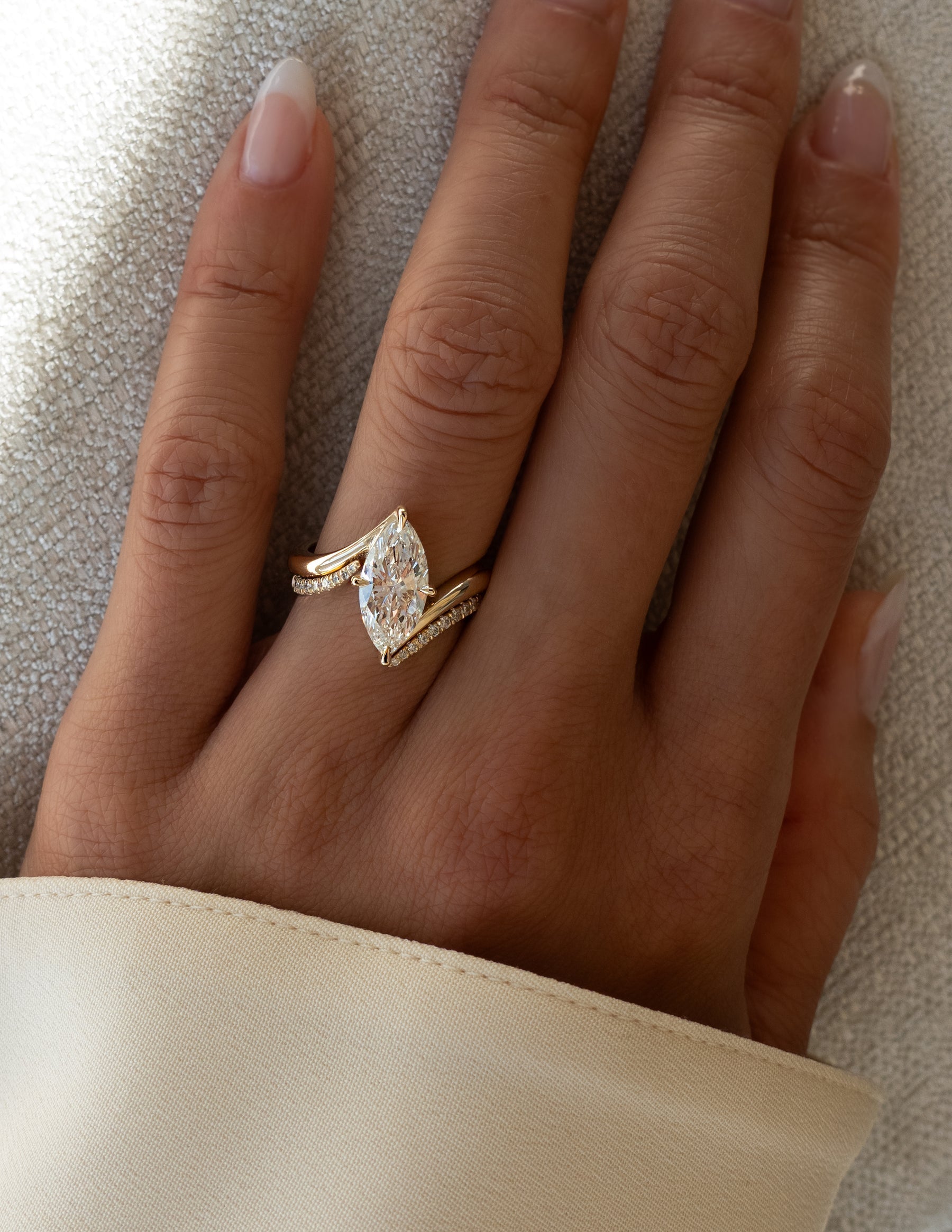 1.0 - 2.0 CT Marquise Cut Moissanite Solitaire Bridal Set