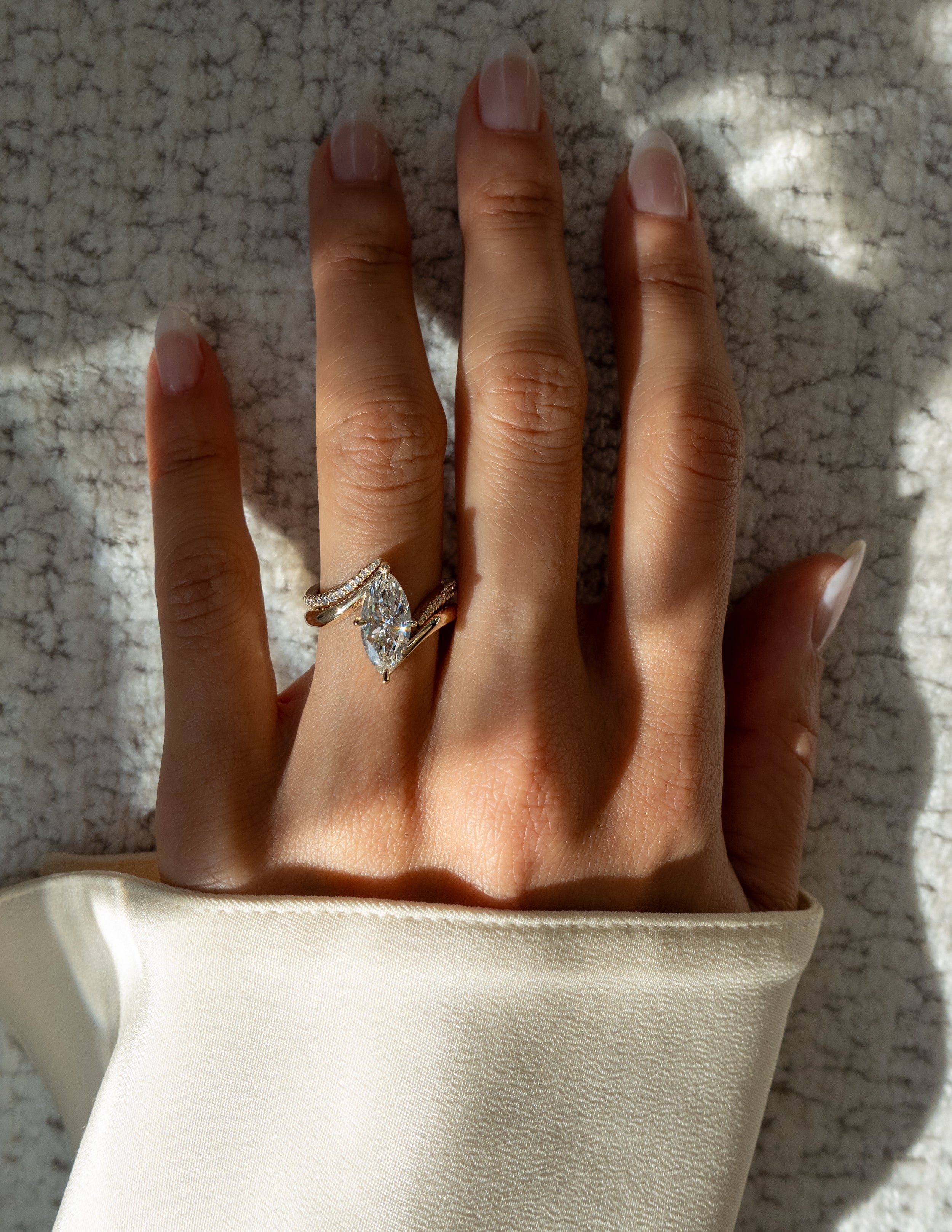 0.30 TCW Round Moissanite Wrap Pave Wedding Band