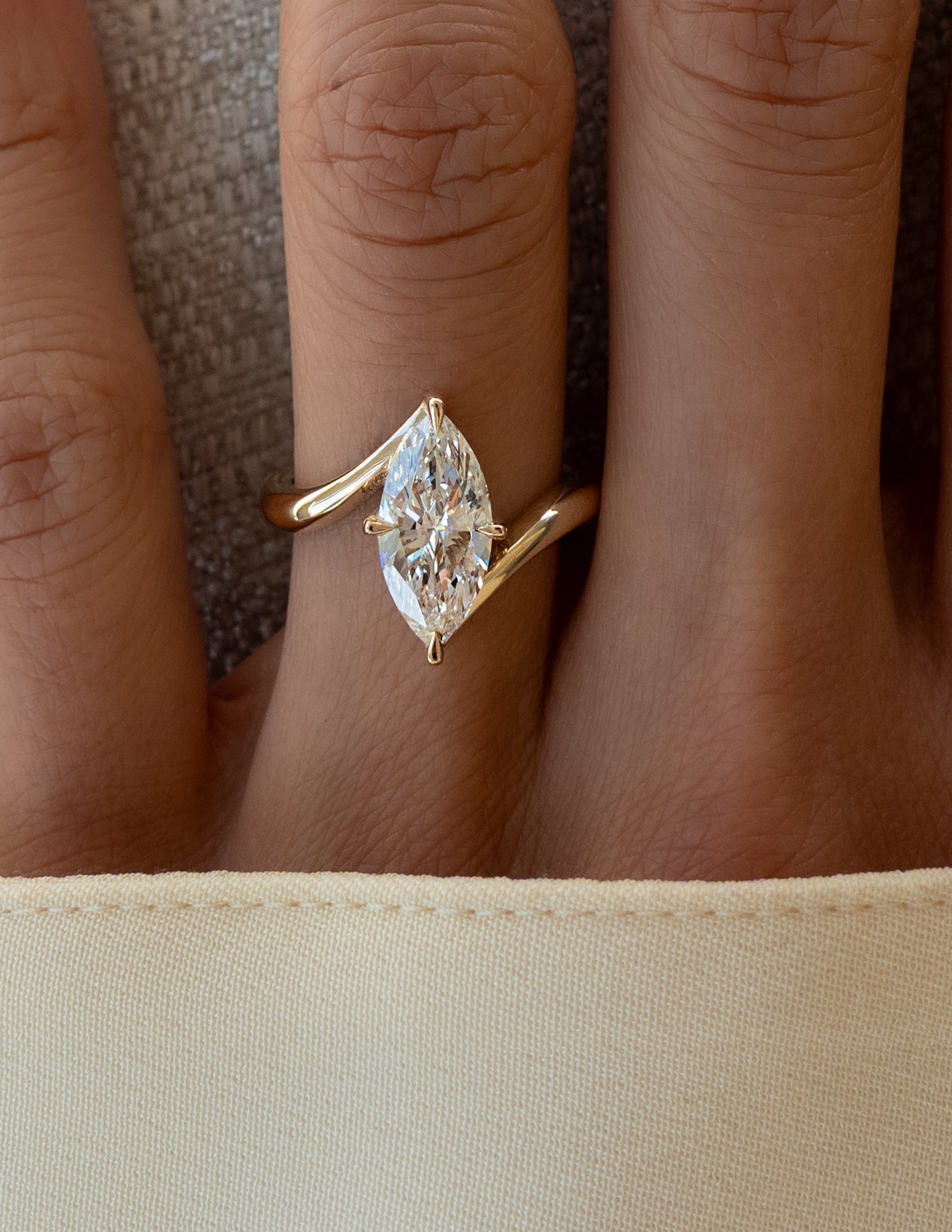 1.0 - 2.0 CT Marquise Shaped Moissanite Soliatire Style Engagement Ring