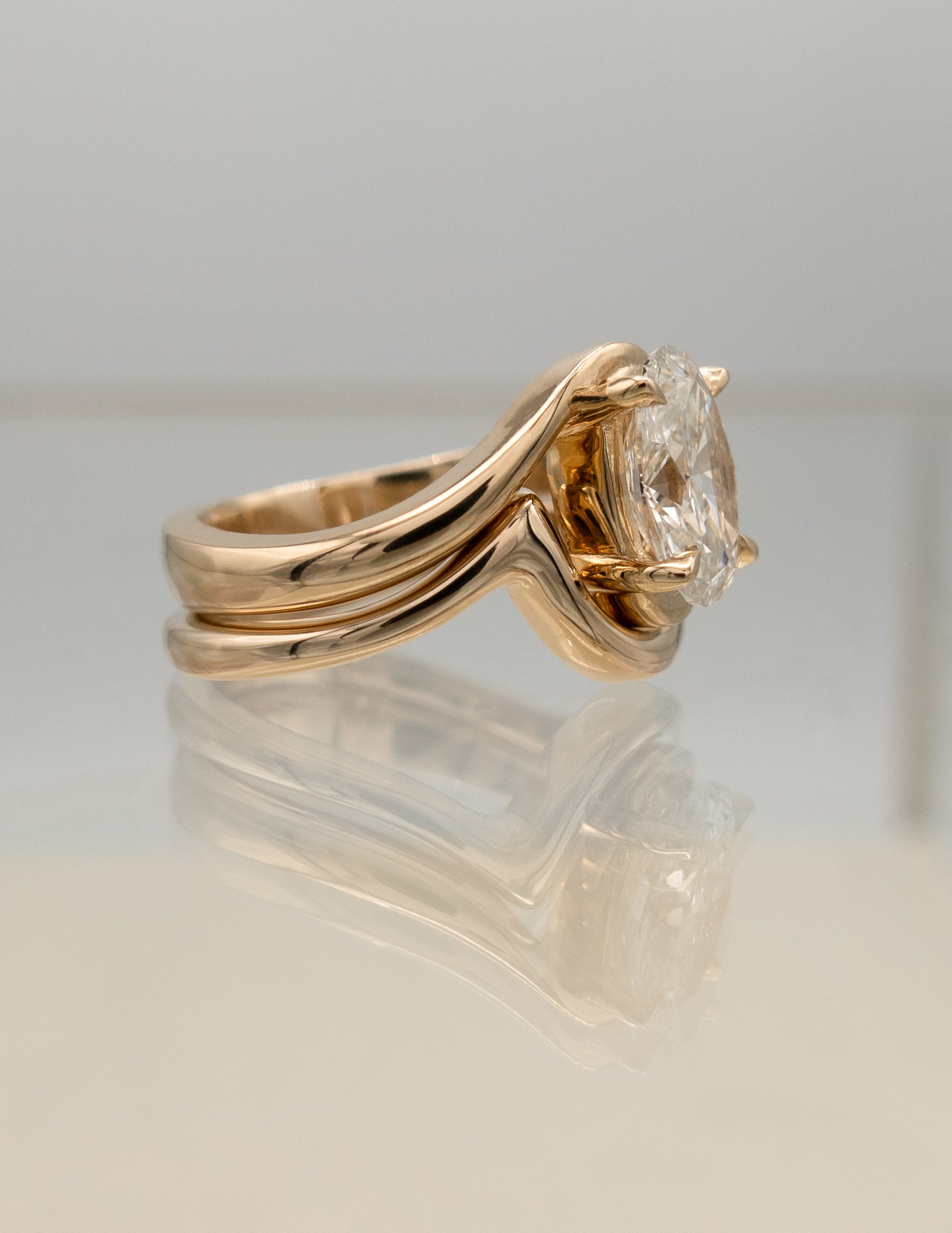 1.50- 3.0 CT Oval cut Moissanite Solitaire Setting Bridal Set