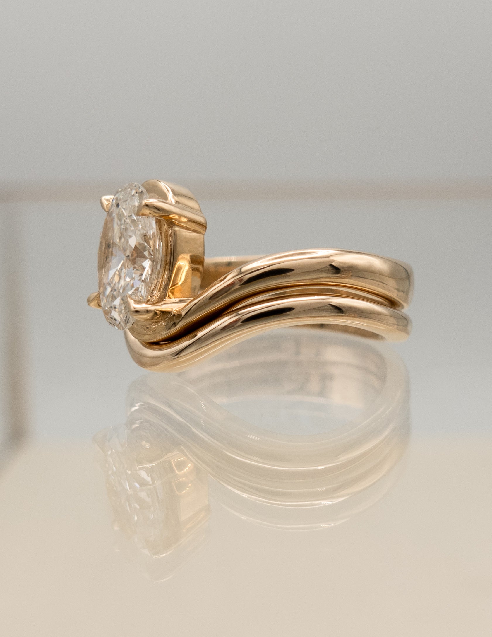 1.50- 3.0 CT Oval cut Moissanite Solitaire Setting Bridal Set