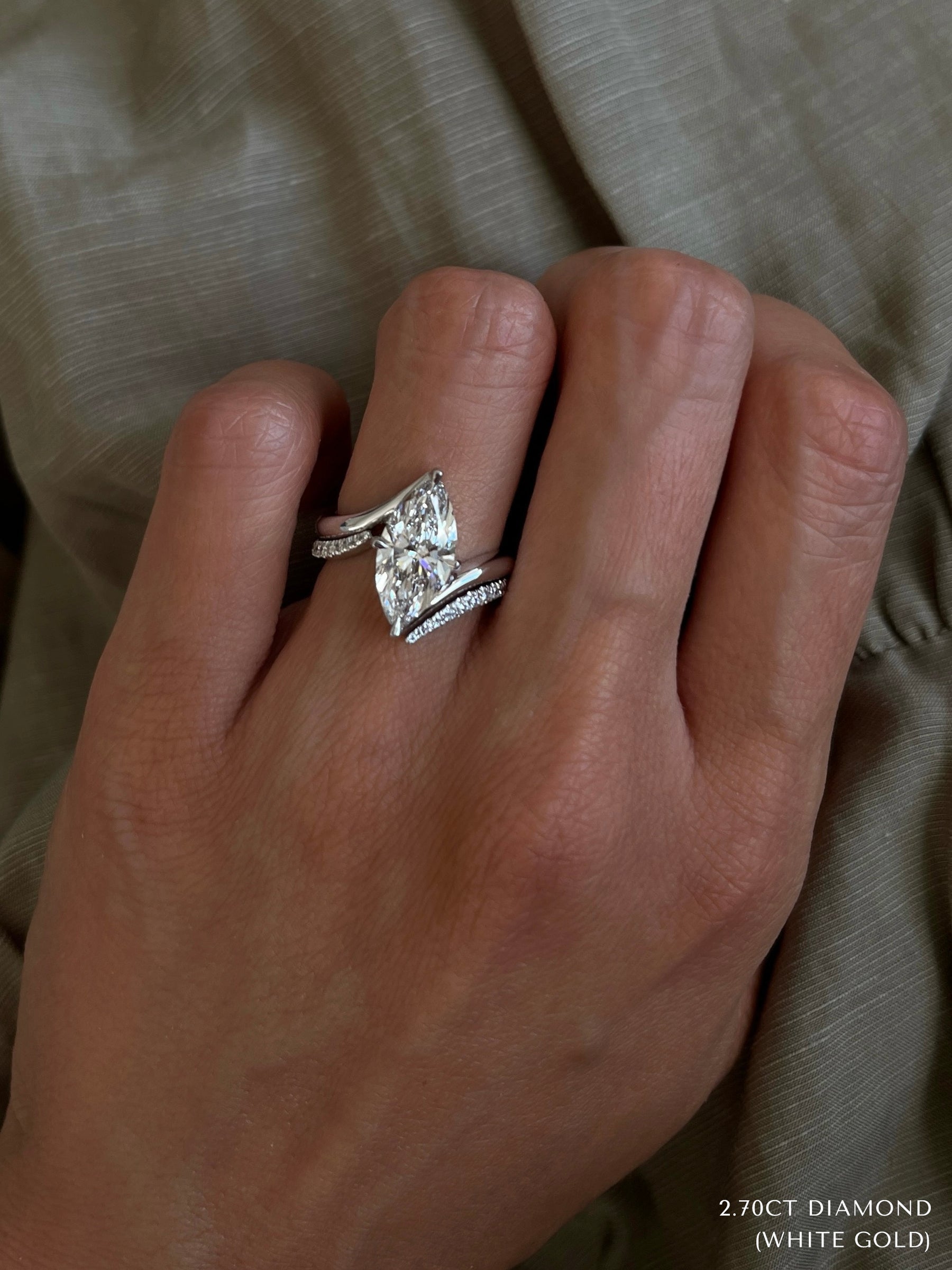 1.0 - 2.0 CT Marquise Cut Moissanite Solitaire Bridal Set