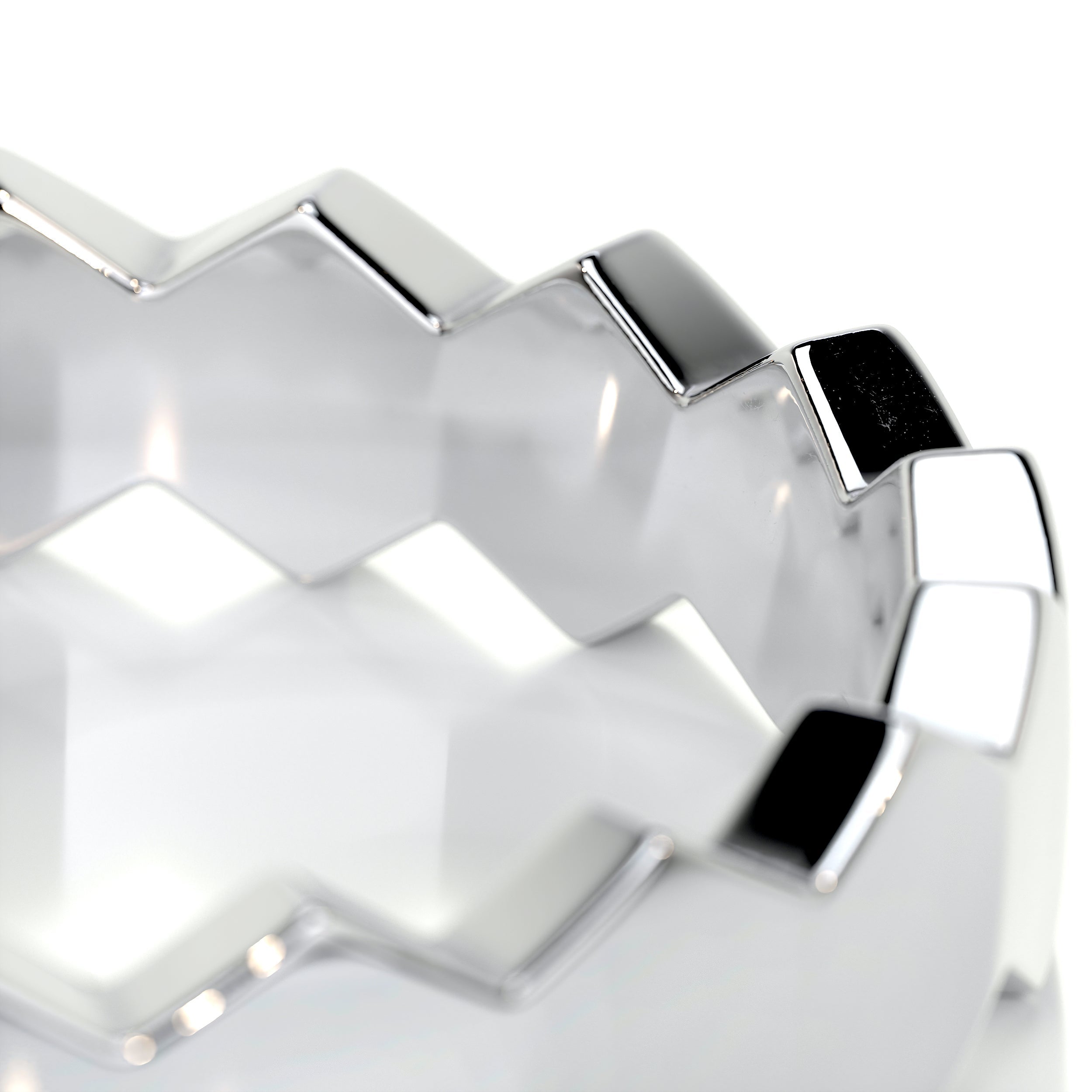 Hexagon Form Polished Finish Classic Men's Band - crownmoissanite