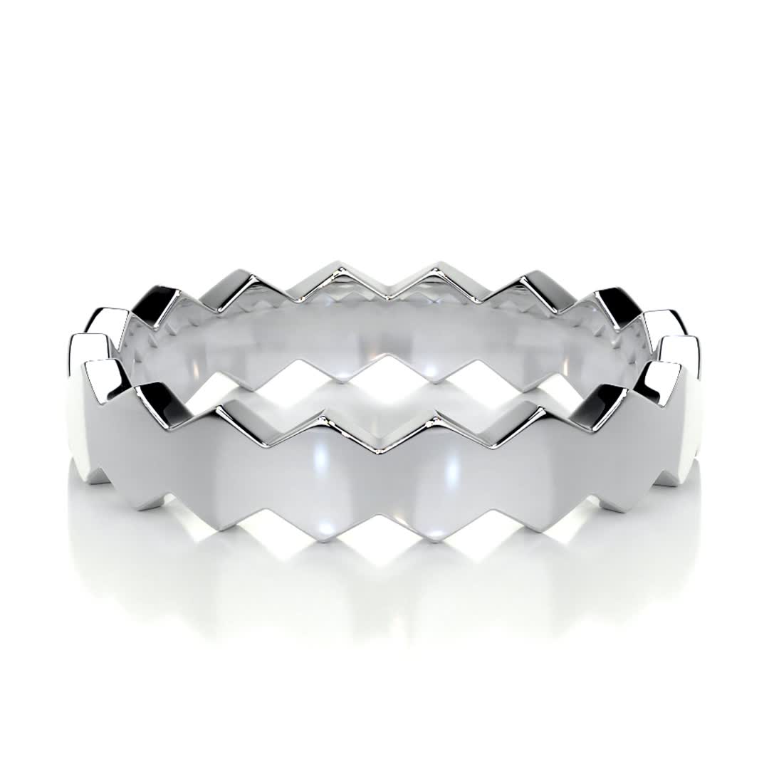 Hexagon Form Polished Finish Classic Men's Band - crownmoissanite