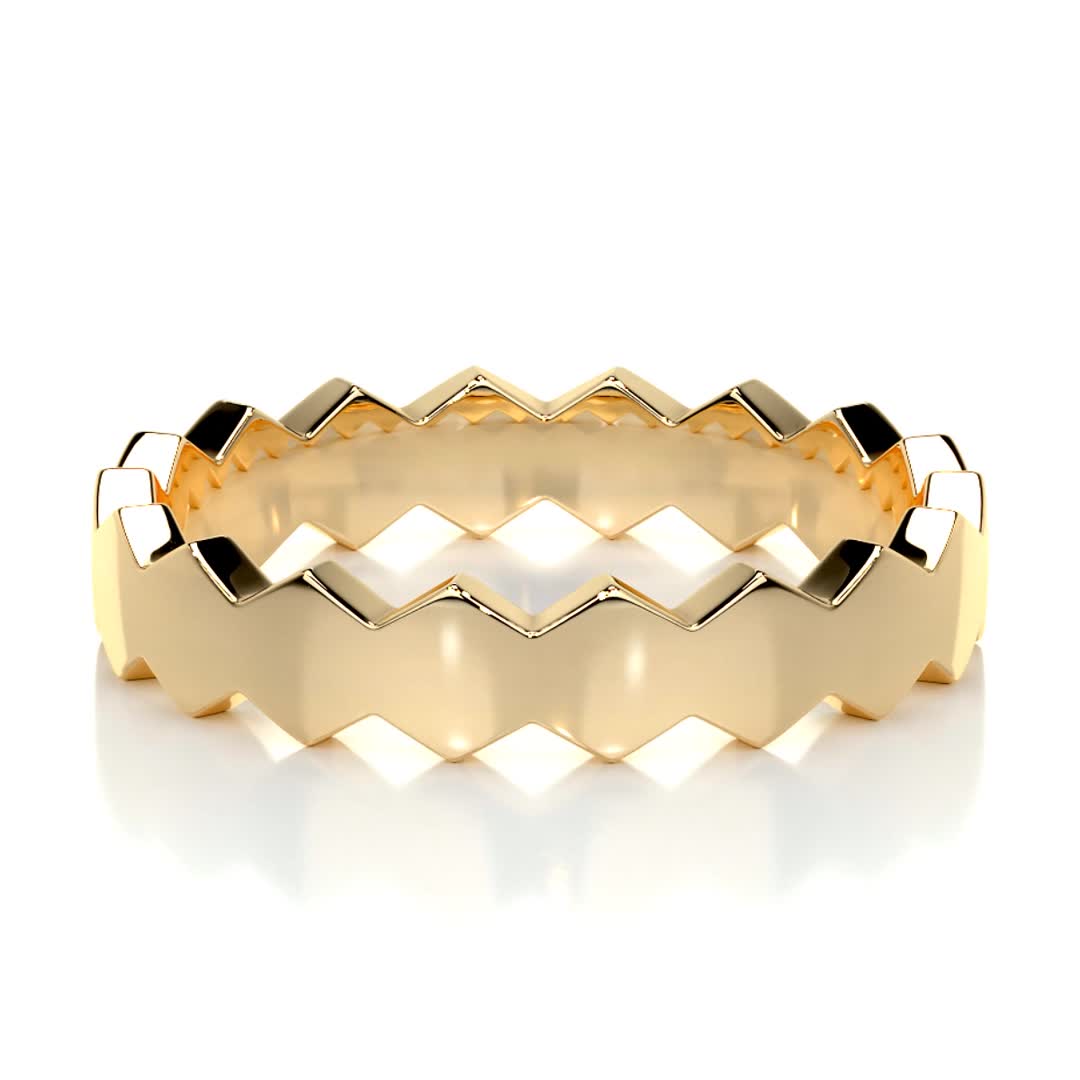 Hexagon Form Polished Finish Classic Men's Band - crownmoissanite