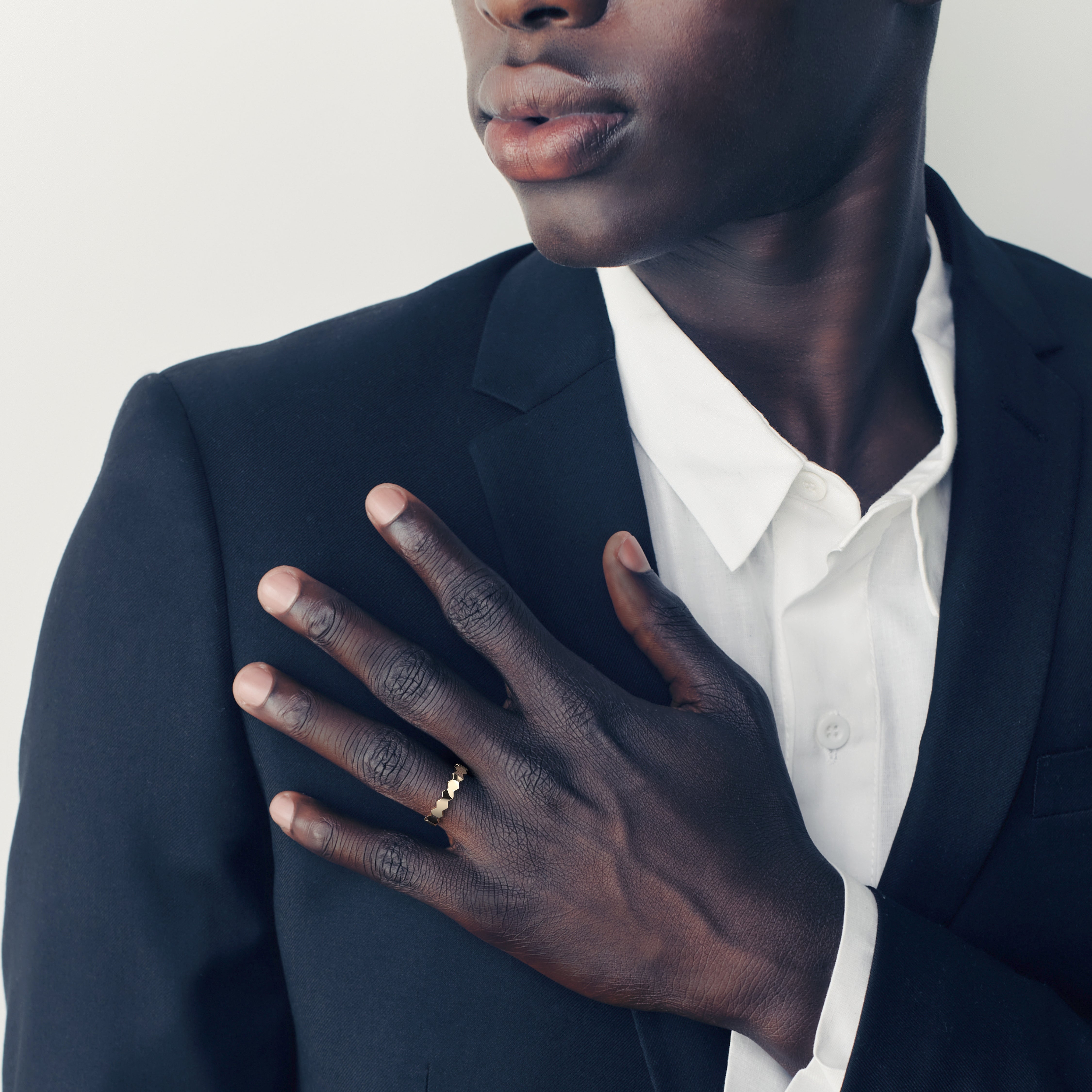 Hexagon Form Polished Finish Classic Men's Band - crownmoissanite