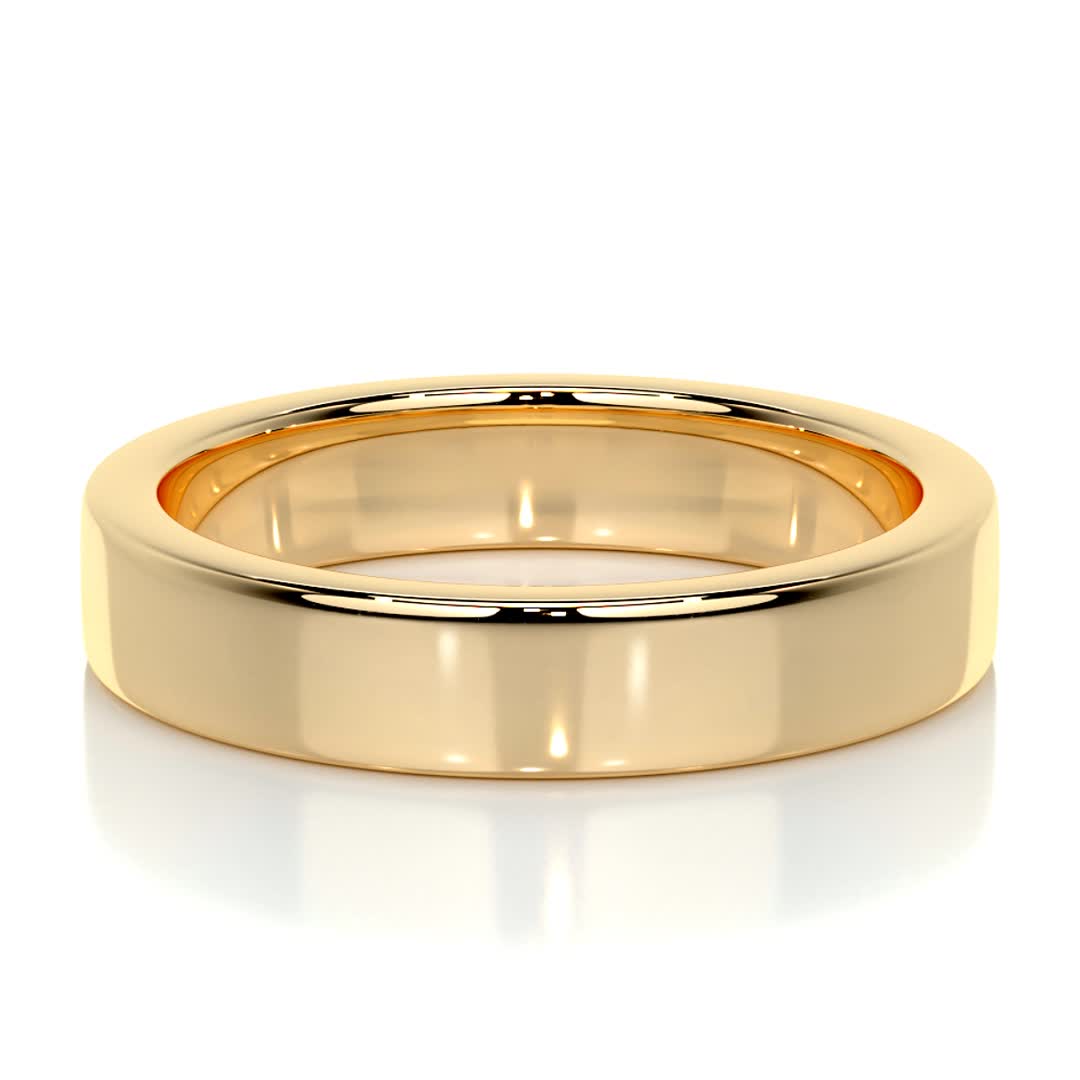 Polished Finish Yellow Gold Classic Men's Band - crownmoissanite