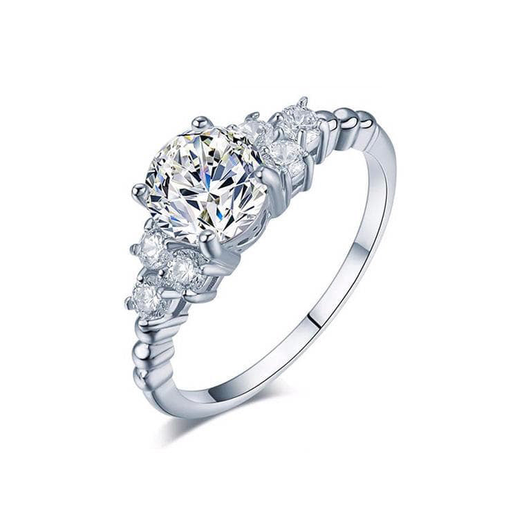 2.0 CT Round Shaped Moissanite Cluster Engagement Ring - crownmoissanite