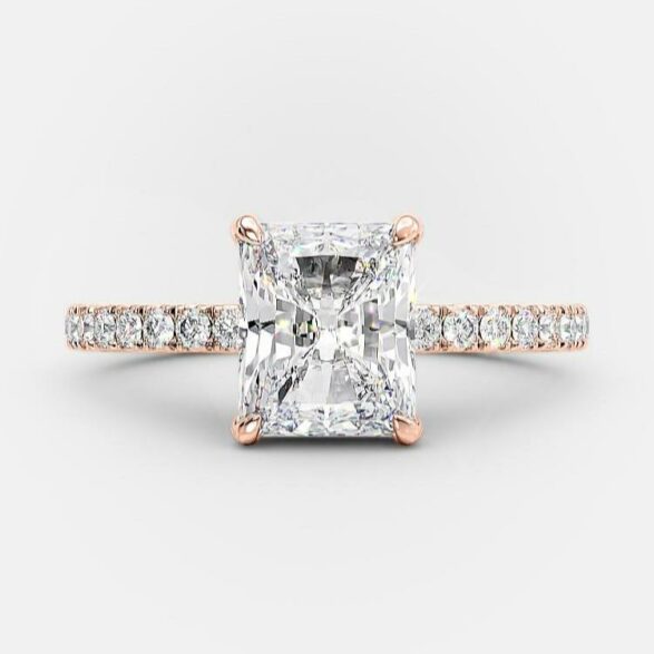 1.67 CT Radiant Hidden Halo & Pave Moissanite Engagement Ring - crownmoissanite