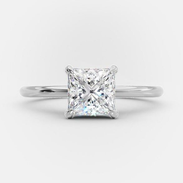 1.5 CT Princess Solitaire Style Moissanite Engagement Ring - crownmoissanite