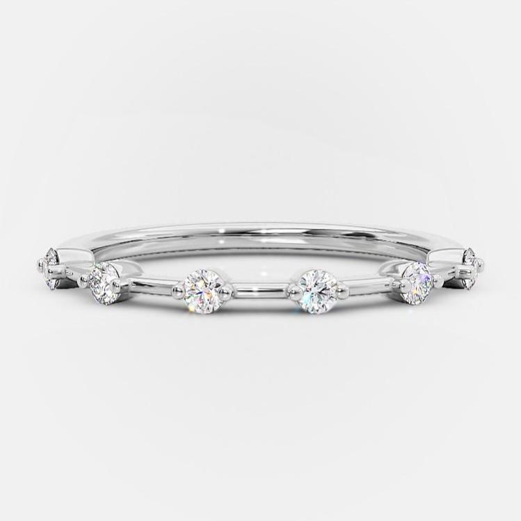 0.30 TCW Round Cut Dainty Pave Setting Moissanite Wedding Band - crownmoissanite