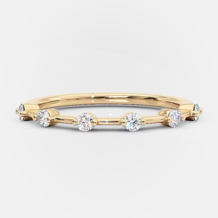 0.30 TCW Round Cut Dainty Pave Setting Moissanite Wedding Band - crownmoissanite