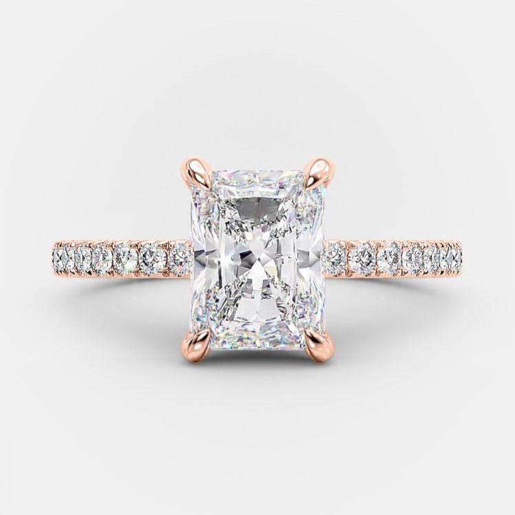 2.1 CT Radiant Shaped Moissanite Hidden Halo Engagement Ring - crownmoissanite