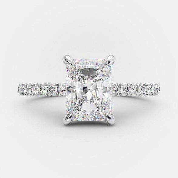 3.51 CT Radiant Cut Solitaire & Hidden Halo Setting Moissanite Engagement Ring - crownmoissanite