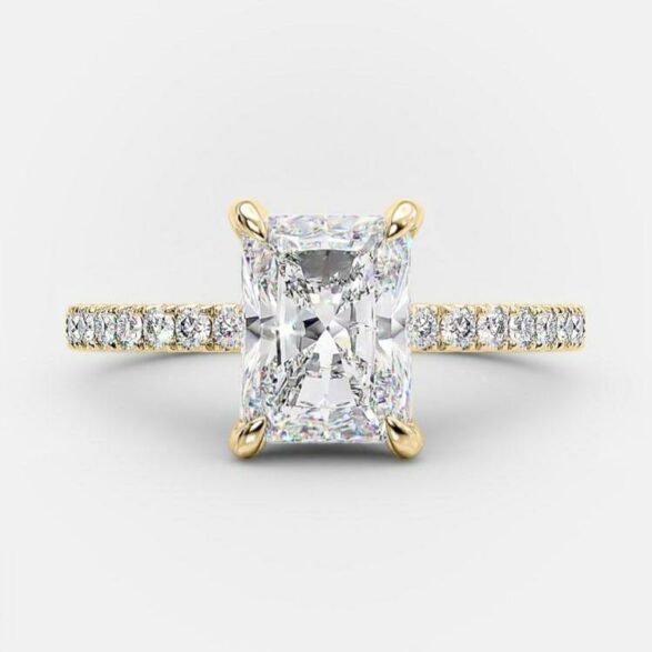 3.51 CT Radiant Cut Solitaire & Hidden Halo Setting Moissanite Engagement Ring - crownmoissanite