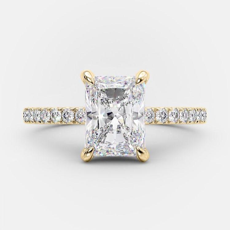 2.1 CT Radiant Shaped Moissanite Hidden Halo Engagement Ring - crownmoissanite