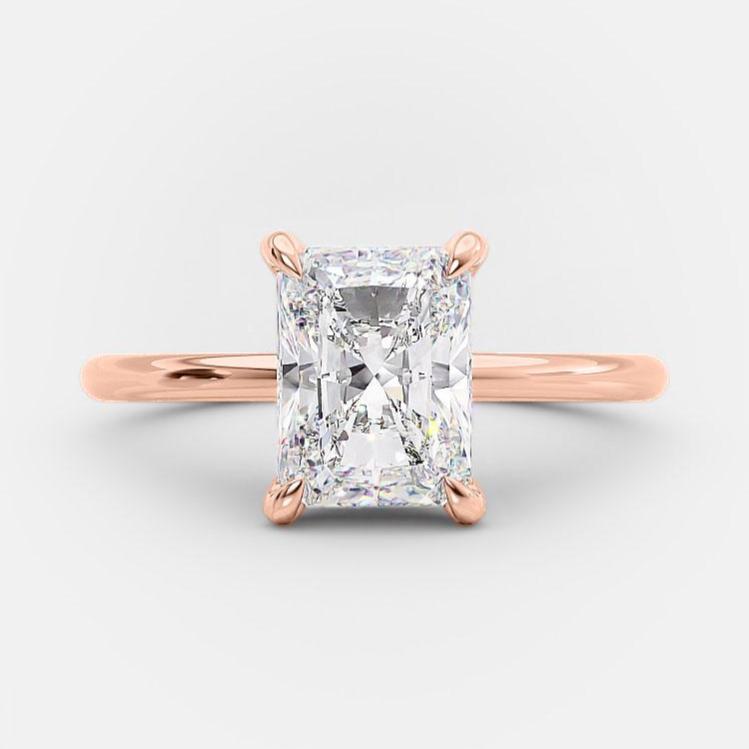 2.1 CT Radiant Shaped Moissanite Hidden Halo Engagement Ring - crownmoissanite