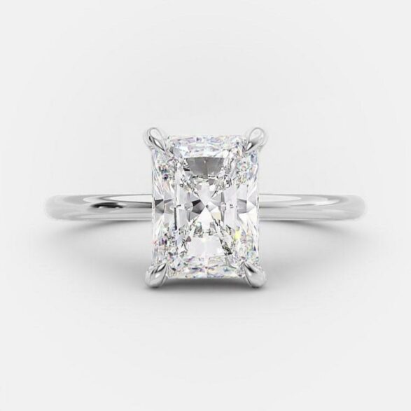 2.43 CT Radiant Cut Solitaire Style Moissanite Engagement Ring - crownmoissanite