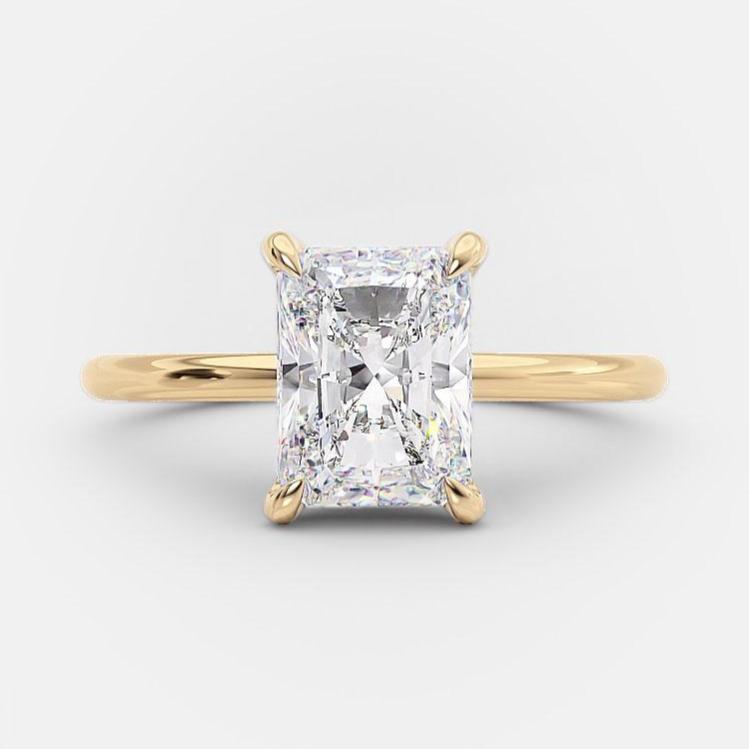 2.1 CT Radiant Shaped Moissanite Hidden Halo Engagement Ring - crownmoissanite