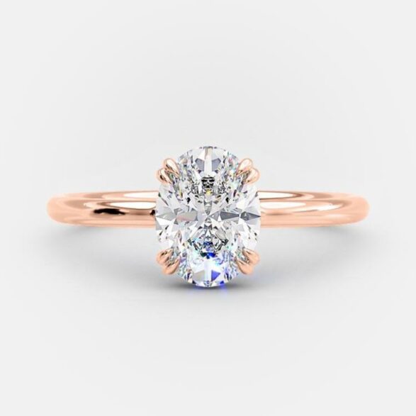 1.33 CT Oval Solitaire Hidden Halo Style Moissanite Engagement Ring - crownmoissanite