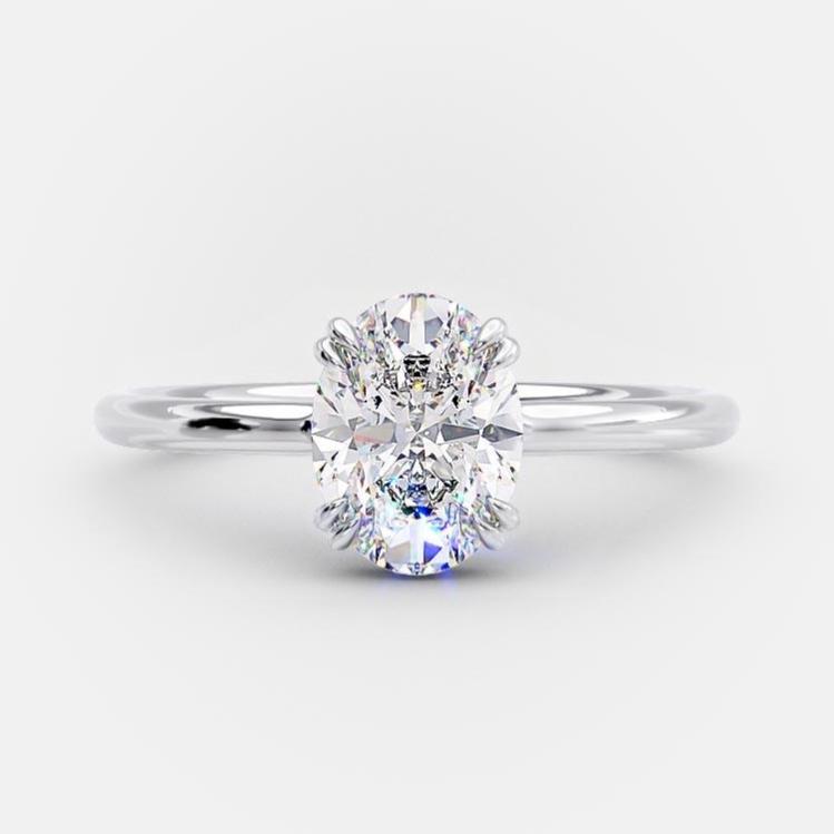 1.33 CT Oval Solitaire Hidden Halo Style Moissanite Engagement Ring - crownmoissanite
