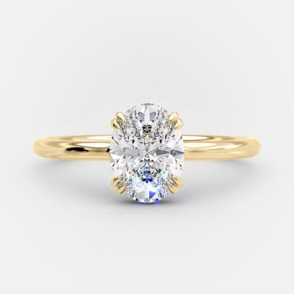 1.33 CT Oval Solitaire Hidden Halo Style Moissanite Engagement Ring - crownmoissanite