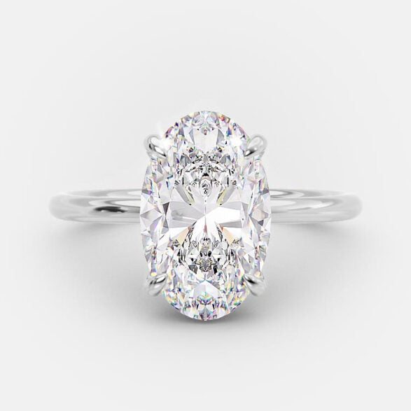 4.0 CT Oval Cut Solitaire Style Moissanite Engagement Ring - crownmoissanite