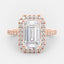3.18 CT Emerald Cut Halo Style Moissanite Engagement Ring - crownmoissanite