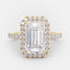 3.18 CT Emerald Cut Halo Style Moissanite Engagement Ring - crownmoissanite