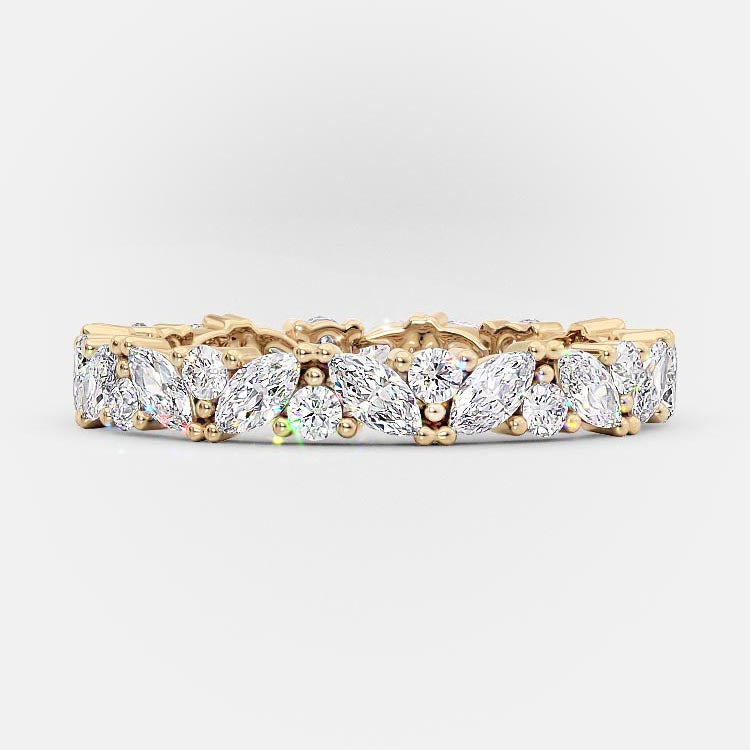 0.80 CT Marquise & Round Shaped Moissanite Alternative Diamond Wedding Band - crownmoissanite