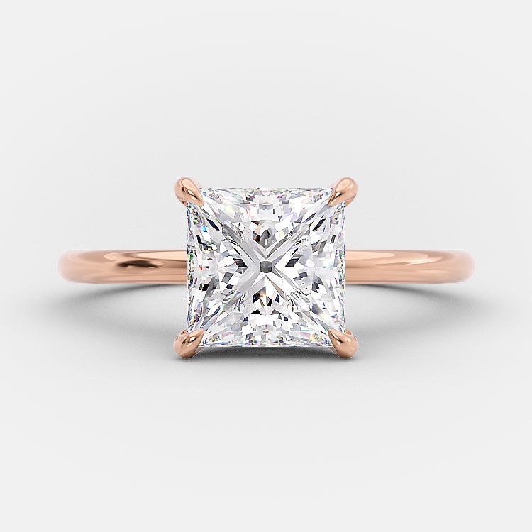 2.08 CT Princess Shaped Moissanite Solitaire Engagement Ring - crownmoissanite