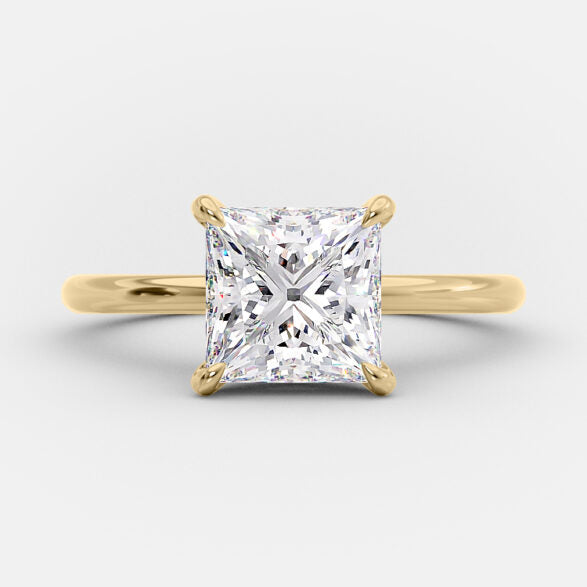 2.08 CT Princess Shaped Moissanite Solitaire Engagement Ring - crownmoissanite