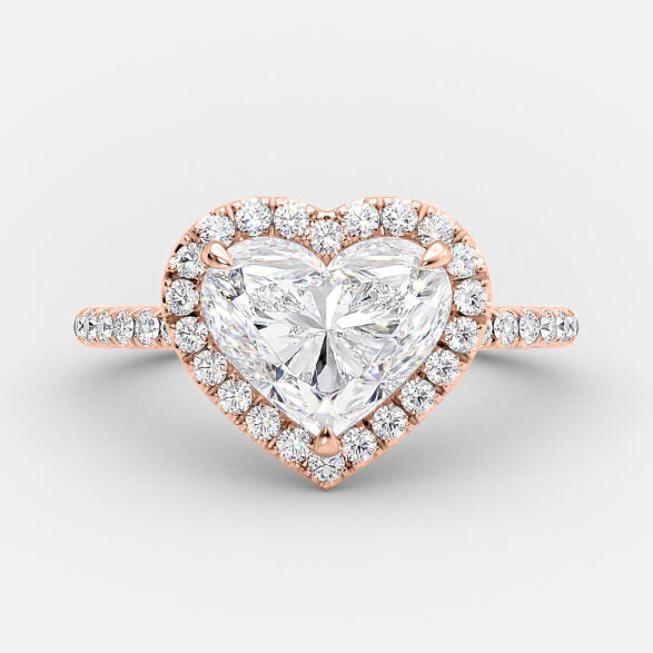 2.0 CT Heart Cut Halo Style Moissanite Engagement Ring - crownmoissanite