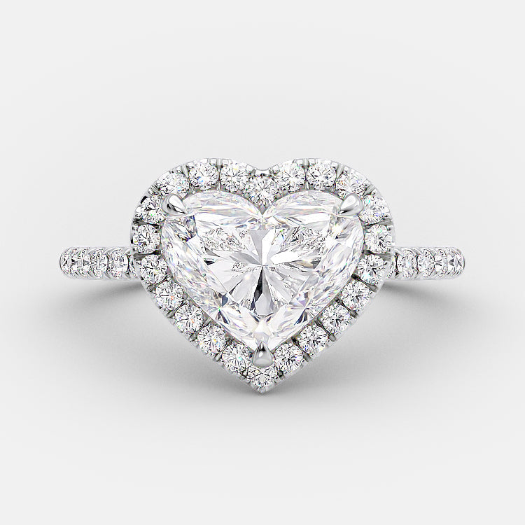 2.0 CT Heart Cut Halo Style Moissanite Engagement Ring - crownmoissanite