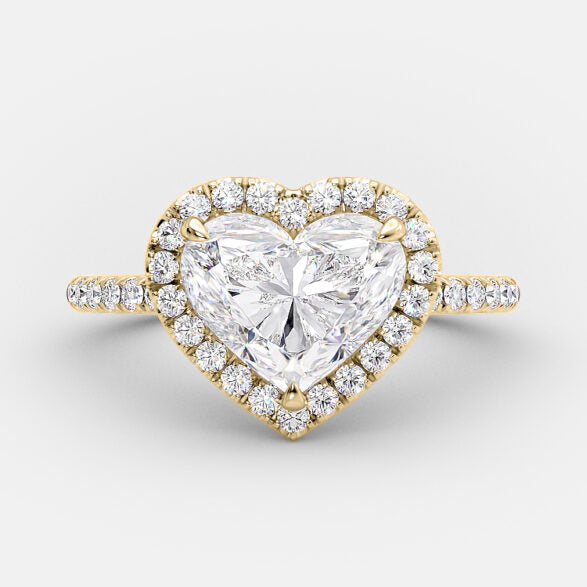 2.0 CT Heart Cut Halo Style Moissanite Engagement Ring - crownmoissanite