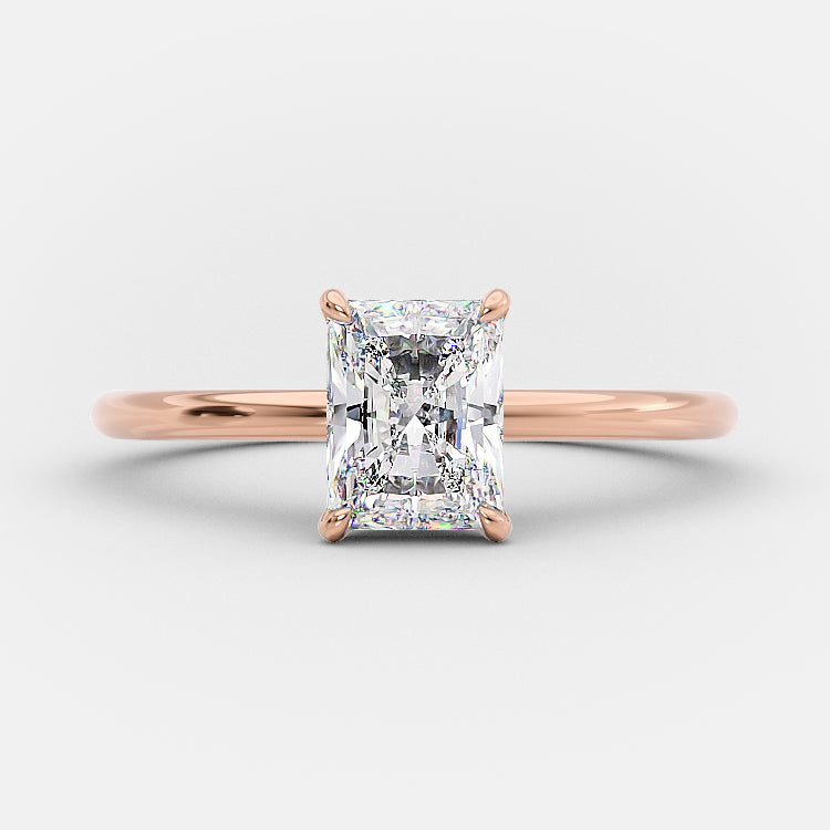 1.04 CT Radiant Shaped Moissanite Hidden Halo Engagement Ring - crownmoissanite