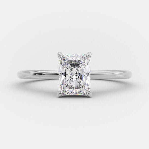 1.04 CT Radiant Shaped Moissanite Hidden Halo Engagement Ring - crownmoissanite