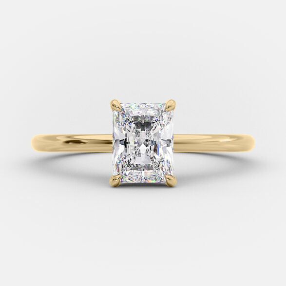 1.04 CT Radiant Shaped Moissanite Hidden Halo Engagement Ring - crownmoissanite