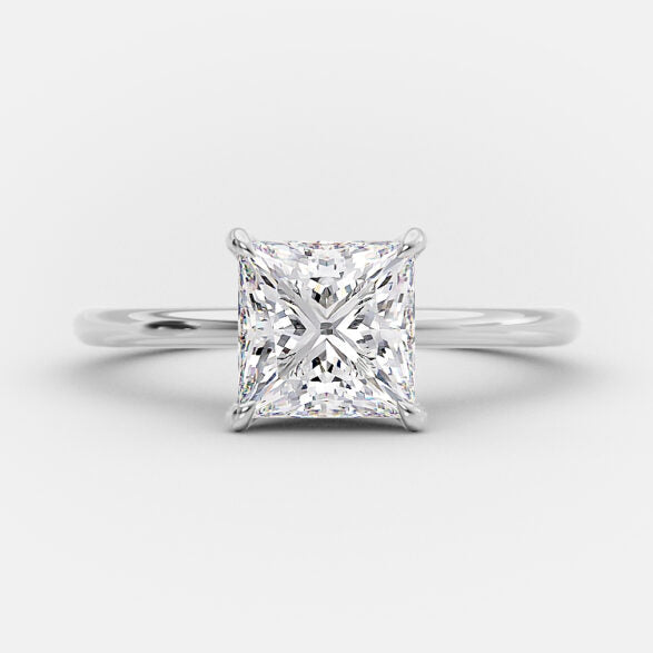 1.35 CT Princess Shaped Moissanite Solitaire Engagement Ring - crownmoissanite