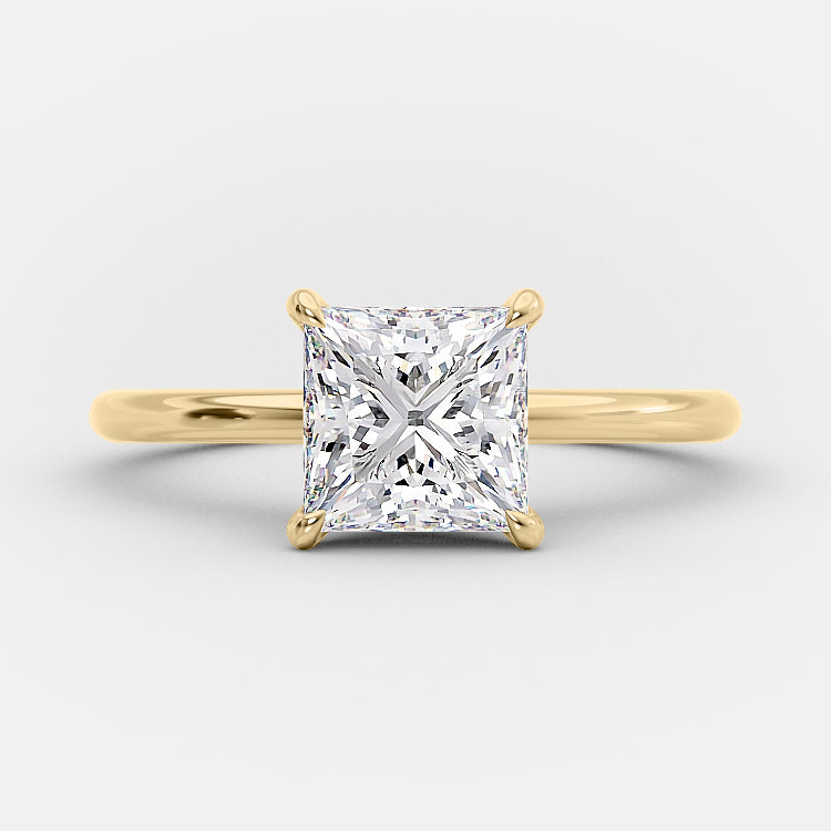 1.35 CT Princess Cut Solitaire Moissanite Engagement Ring - crownmoissanite