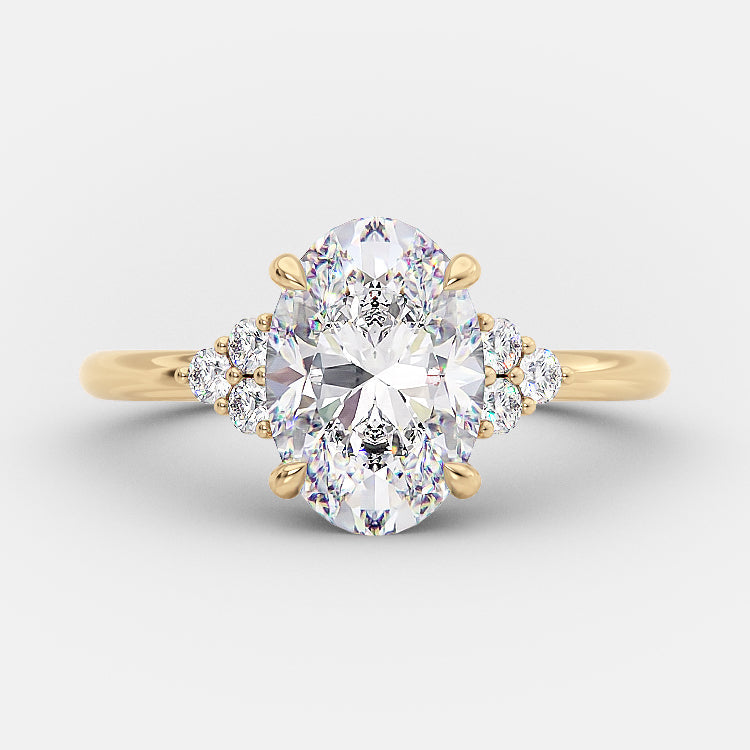 2.72 CT Oval Cut Cluster Setting Moissanite Engagement Ring - crownmoissanite