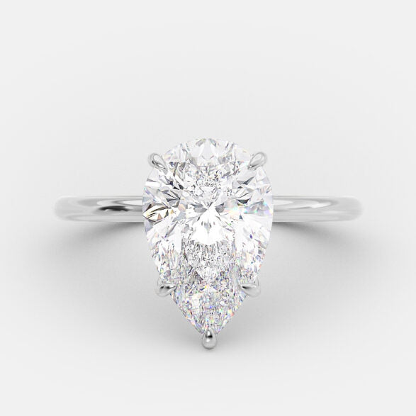 3.10 CT Pear Cut Solitaire Style Moissanite Engagement Ring - crownmoissanite