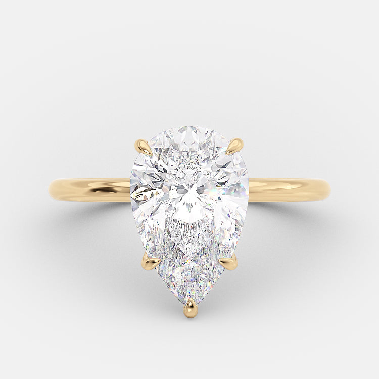 3.10 CT Pear Cut Solitaire Style Moissanite Engagement Ring - crownmoissanite