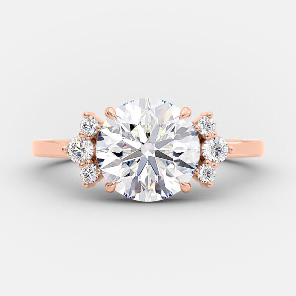 2.0 CT Round Cluster Style Moissanite Engagement Ring - crownmoissanite